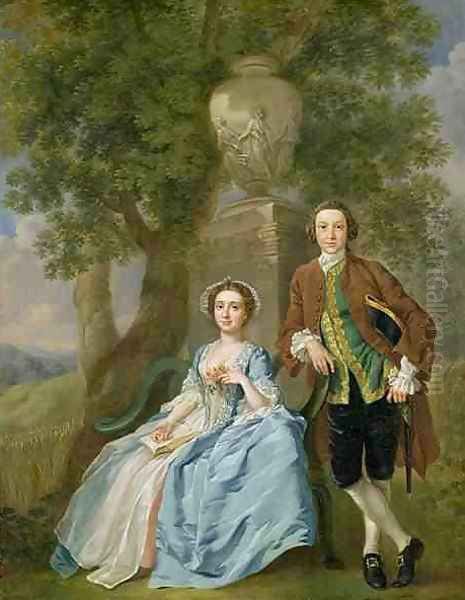 Portrait of George and Margaret Rogers Oil Painting by Francis Hayman