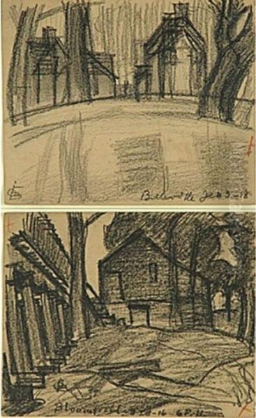 Landscapes: Five Drawings Oil Painting by Oscar Bluemner