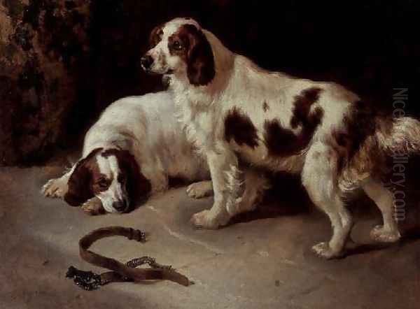 Brittany Spaniels Oil Painting by George W. Horlor