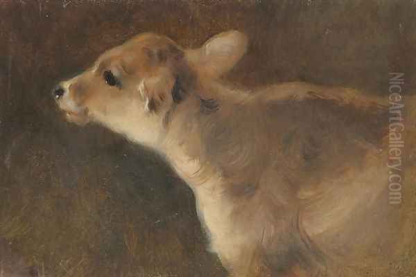 A Calf Oil Painting by George W. Horlor