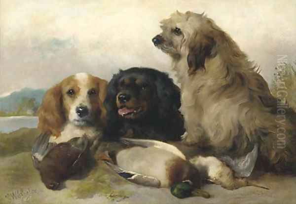 Spaniels with the day's bag Oil Painting by George W. Horlor