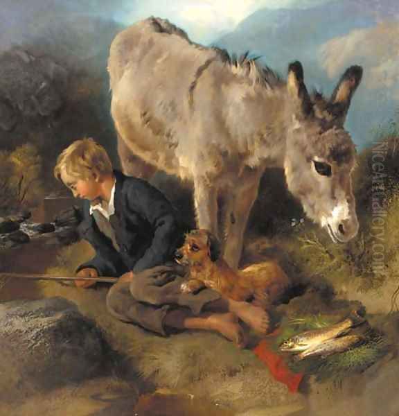 The young angler Oil Painting by George W. Horlor