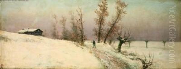 Paesaggio Innevato Oil Painting by Giacinto Bo