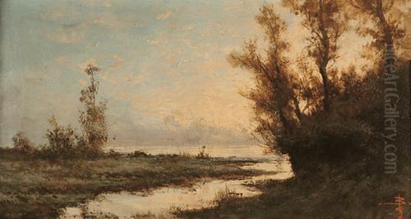 Paesaggio Al Tramonto Oil Painting by Giacinto Bo