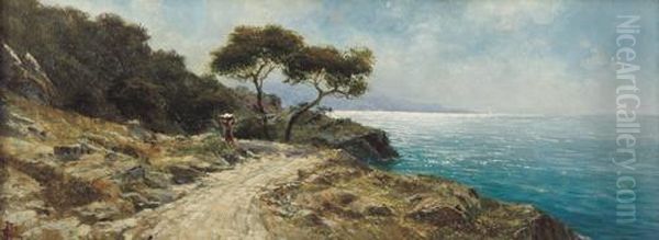 Viottolo Lungo Il Mare Oil Painting by Giacinto Bo