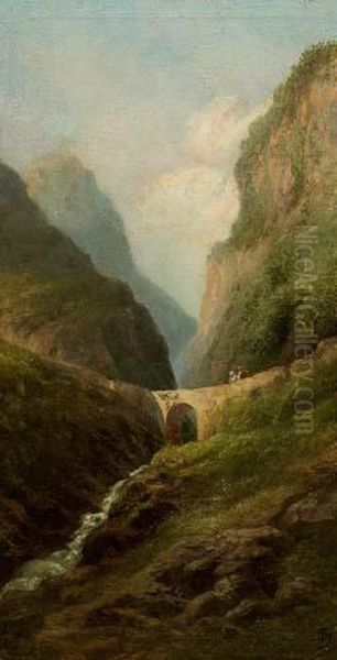 Il Ponte Sul Ruscello Oil Painting by Giacinto Bo