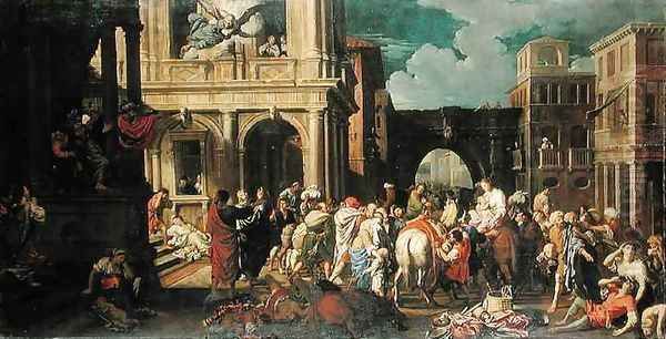 The Departure of the Israelites from Egypt Oil Painting by Johann Heiss