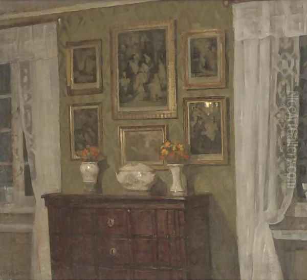 Danish interior Oil Painting by Niels Holsoe