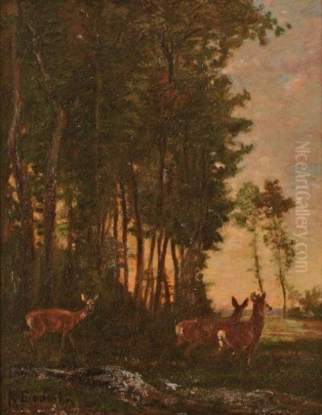 Biche En Foret Oil Painting by Karl Bodmer