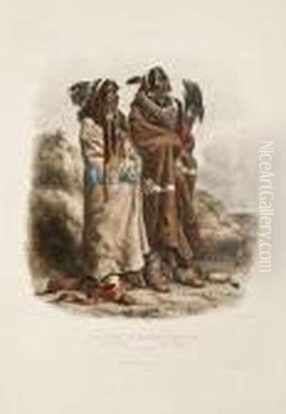 Sih-chida & Mahchsi-karehde. Mandan Indians. [tab. 20]. Oil Painting by Karl Bodmer