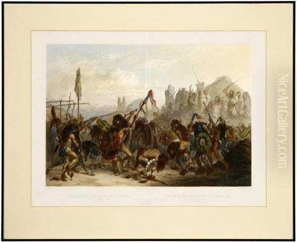 Bison-dance Of The Mandan Indians Oil Painting by Karl Bodmer