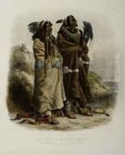 Mandan Indians. Tableau 20. Oil Painting by Karl Bodmer