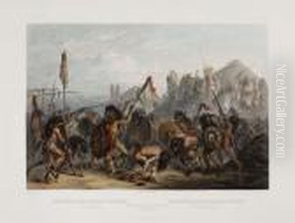 Bison-dance Of The Mandan Indians.tab. 18. Oil Painting by Karl Bodmer