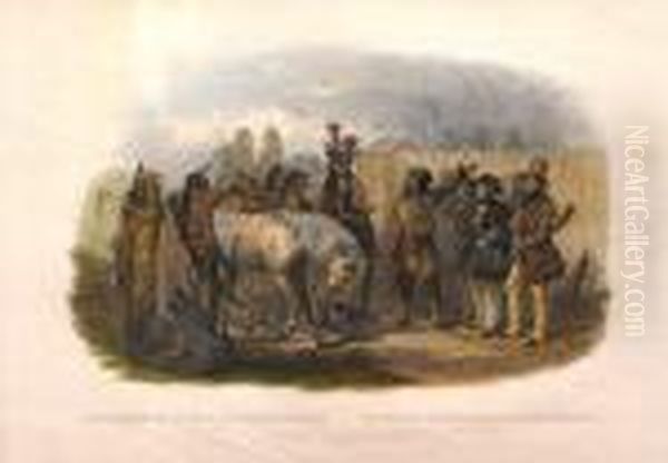 The Travellers Meeting With 
Minatarre Indians (pl. Xxvi), From Travels In The Interior Of North 
America Oil Painting by Karl Bodmer