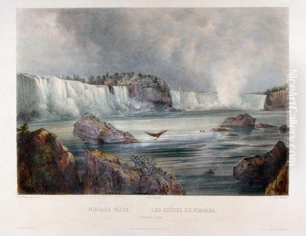 Niagara Falls Oil Painting by Karl Bodmer