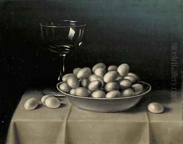 Still Life with Eggs Oil Painting by Thomas H. Hope