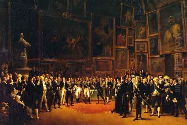 Charles X Distributing Awards to Artists Exhibiting at the Salon of 1824 at the Louvre, 1827 Oil Painting by Francois - Joseph Heim