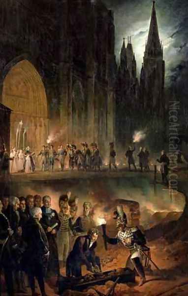 Transferring the Bones of the Royal Family to the Church of St Denis Oil Painting by Francois - Joseph Heim