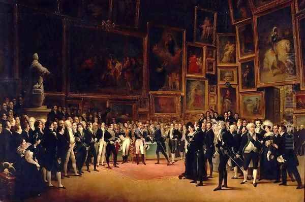 Charles V Distributing Awards to the Artists at the Close of the Salon of 1824 Oil Painting by Francois - Joseph Heim