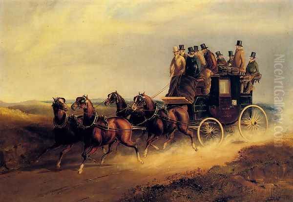 The Bath to London Coach on the Open Road Oil Painting by Charles Cooper Henderson