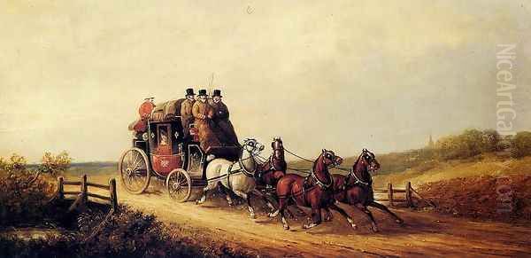 The London to Brighton Royal Mail on the Open Road Oil Painting by Charles Cooper Henderson