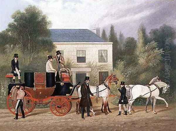 The Stage Coach Preparing to Depart Oil Painting by Charles Cooper Henderson