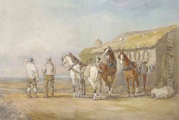 A change of horses Oil Painting by Charles Cooper Henderson