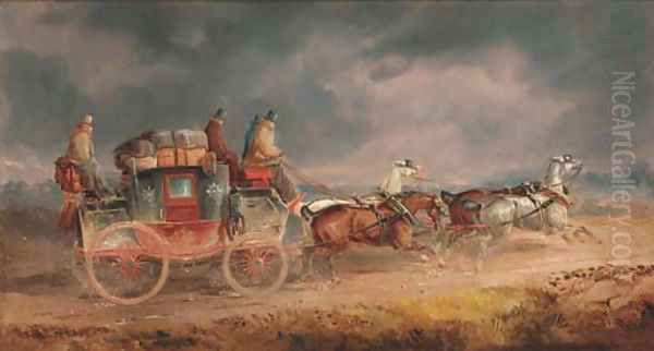 The Louth to London Royal Mail Coach Oil Painting by Charles Cooper Henderson