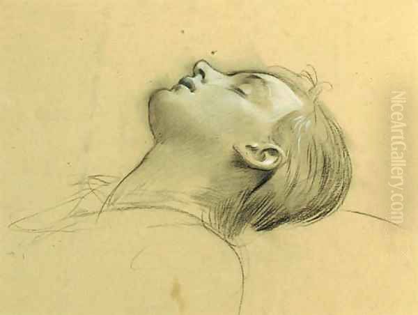 Study of the head of St Cecilia, possibly for 'Ahasver' Oil Painting by Adolf Hiremy-Hirschl