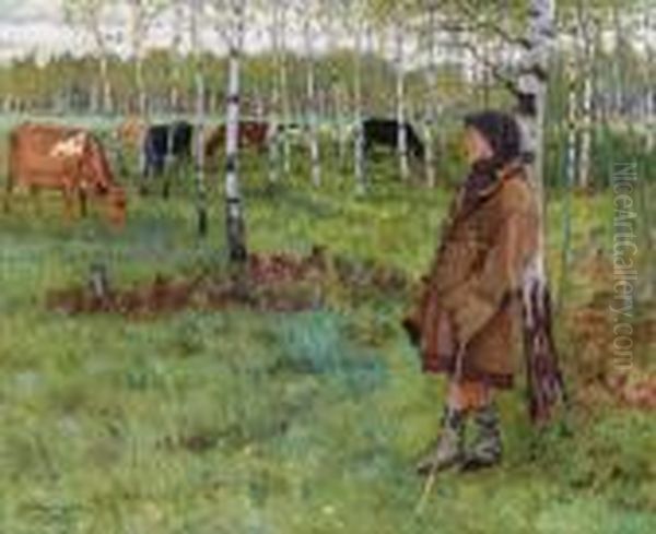 Daydreaming Among The Birches Oil Painting by Nikolai Petrovich Bogdanov-Belsky