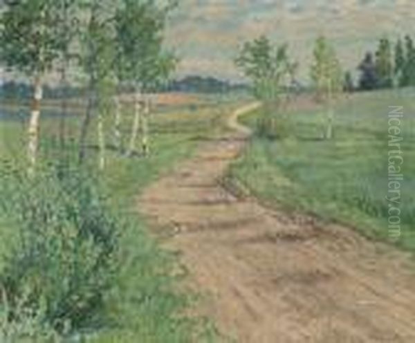 A Country Path Oil Painting by Nikolai Petrovich Bogdanov-Belsky