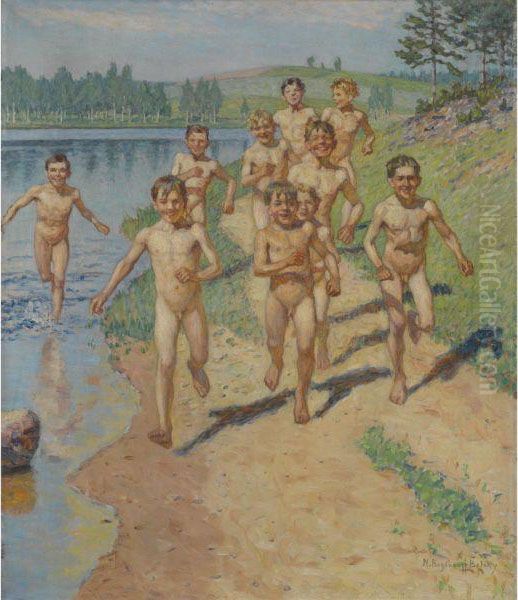 The Future Sportsmen Oil Painting by Nikolai Petrovich Bogdanov-Belsky