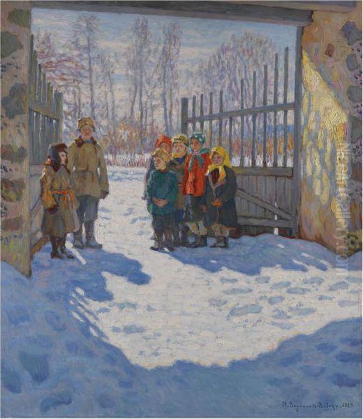 March Sunshine Oil Painting by Nikolai Petrovich Bogdanov-Belsky