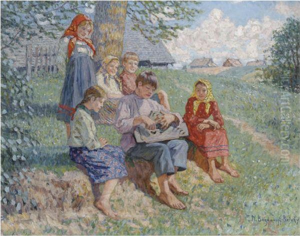 The Young Musician Oil Painting by Nikolai Petrovich Bogdanov-Belsky