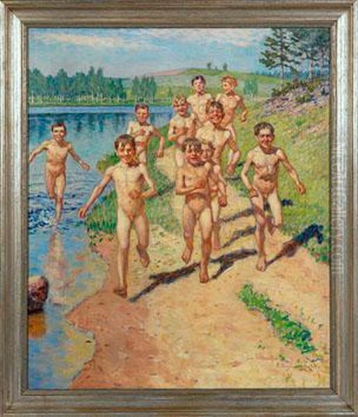 Nach Dem Bade Oil Painting by Nikolai Petrovich Bogdanov-Belsky