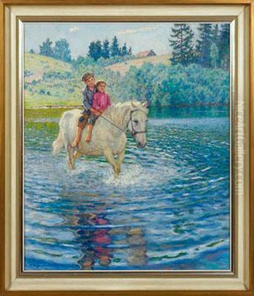 Reitende Knaben Oil Painting by Nikolai Petrovich Bogdanov-Belsky