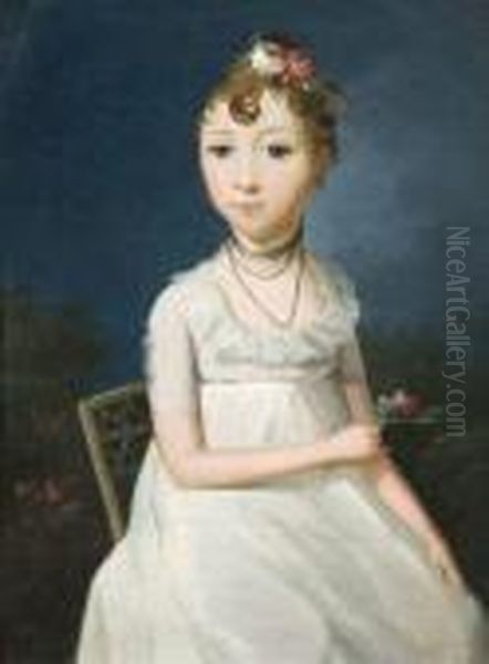 Portrait De Petite Fille Oil Painting by Louis Leopold Boilly