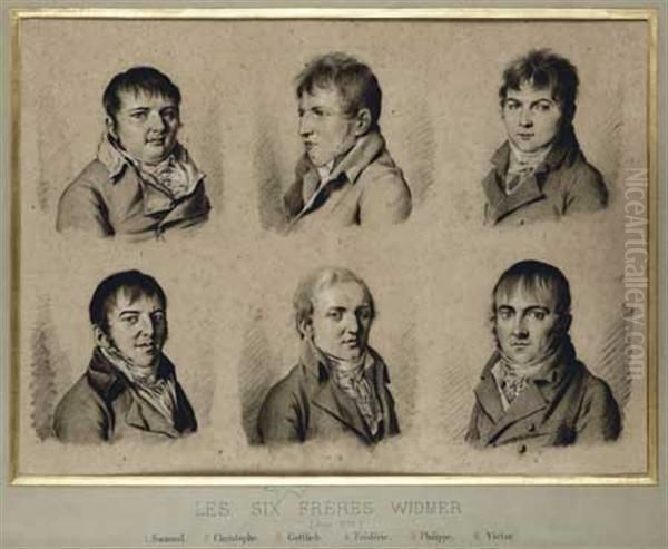 Les Six Freres Widmer : Samuel, Christophe, Gottlieb, Frederic, Philippe, Victor Oil Painting by Louis Leopold Boilly