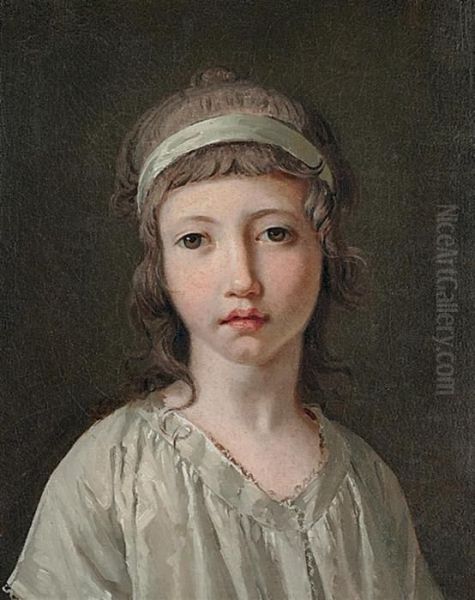 Portrait Of A Young Girl, Bust-length, In A White Chemise Oil Painting by Louis Leopold Boilly