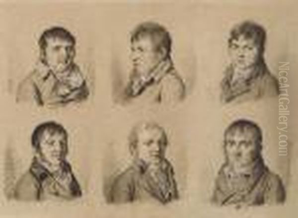 Portraits Des Six Freres Widmer Oil Painting by Louis Leopold Boilly