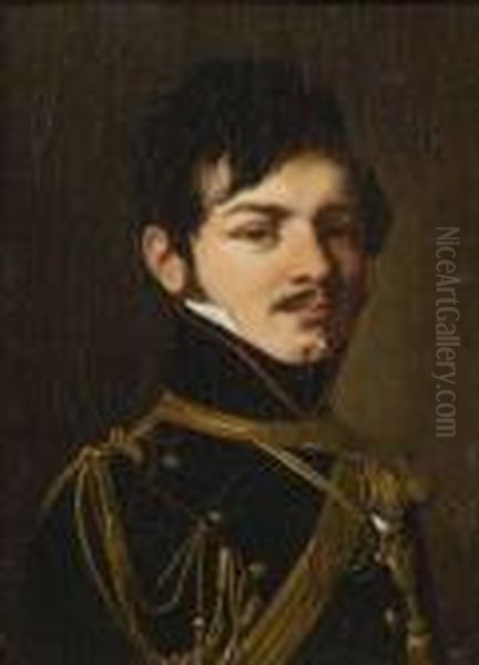 Portrait De Louis De Praille, Officier D'artillerie Oil Painting by Louis Leopold Boilly