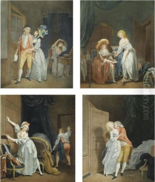 A Collection Of Six Erotic Prints Oil Painting by Louis Leopold Boilly