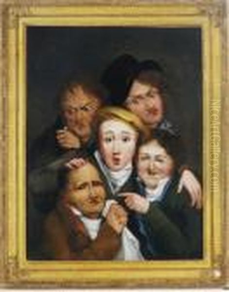 Figures Making Expressive Faces; And A Companion Painting Oil Painting by Louis Leopold Boilly