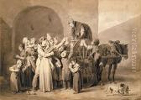 La Distribution Du Lait Oil Painting by Louis Leopold Boilly