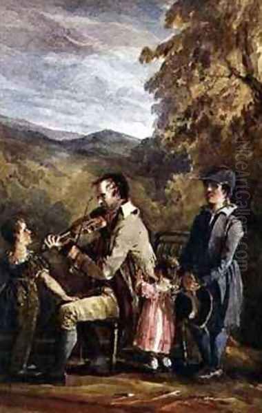 The Blind Fiddler at Brathay Oil Painting by John Harden