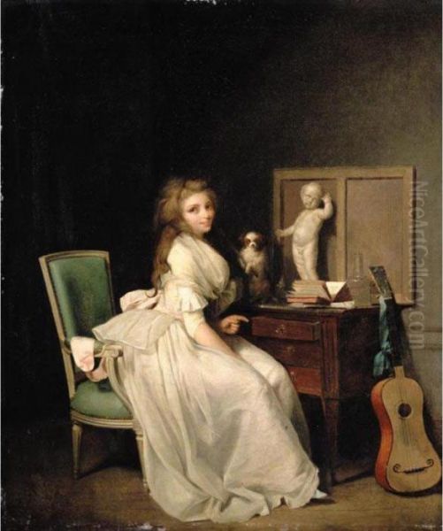 Dress Seated At Her Desk Oil Painting by Louis Leopold Boilly