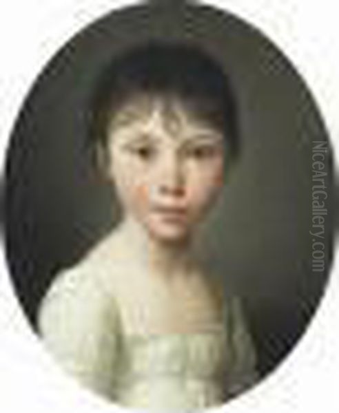 Portrait De Jeune Fille Oil Painting by Louis Leopold Boilly