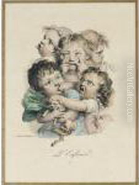 L'enfance 1; L'enfance 2; And Les Cinq Sens Oil Painting by Louis Leopold Boilly