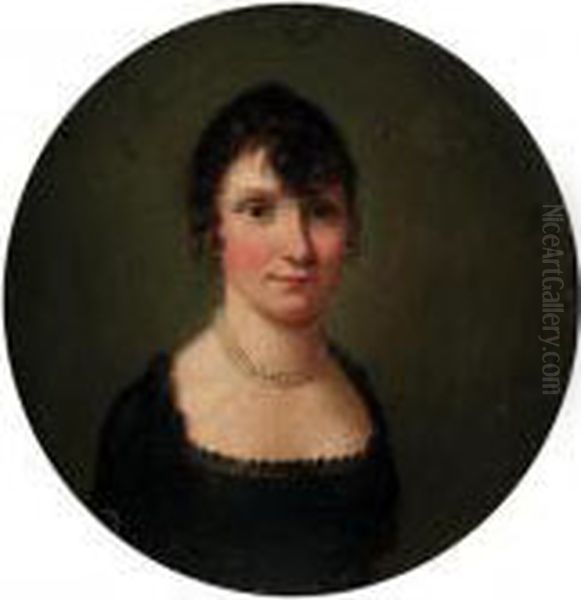 Portrait Of A Lady, Small-half-length, In A Black Hock Dress Oil Painting by Louis Leopold Boilly