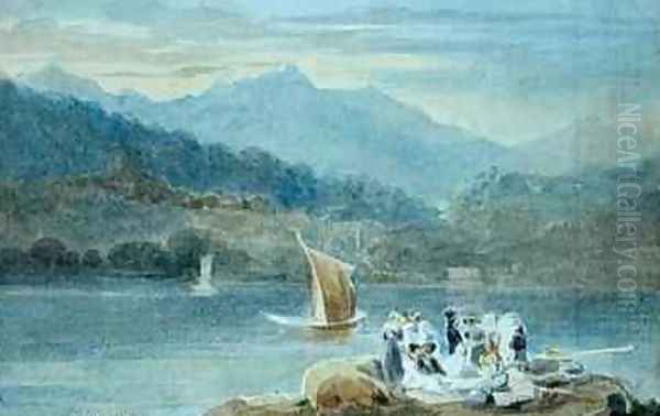 Picnic at Windermere looking towards Brathay Oil Painting by John Harden